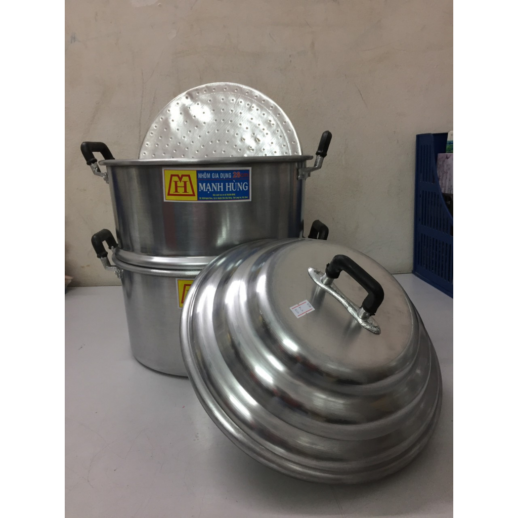 Chõ đồ xôi, hấp xôi 15kg, 20kg  Mạnh Hùng,hàng dày dặn,nhôm bóng sáng