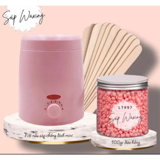 Combo 100gr sáp dừa hồng + nồi nấu sáp wax lông chống dính mini