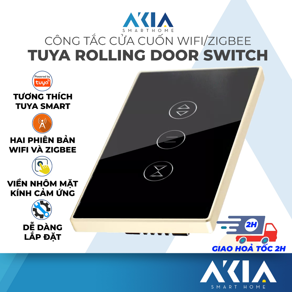 Công tắc cửa cuốn Tuya Wifi / Zigbee AKIA - Điều khiển từ xa bằng app, Hẹn giờ bật tắt, Tương thích Smart Life