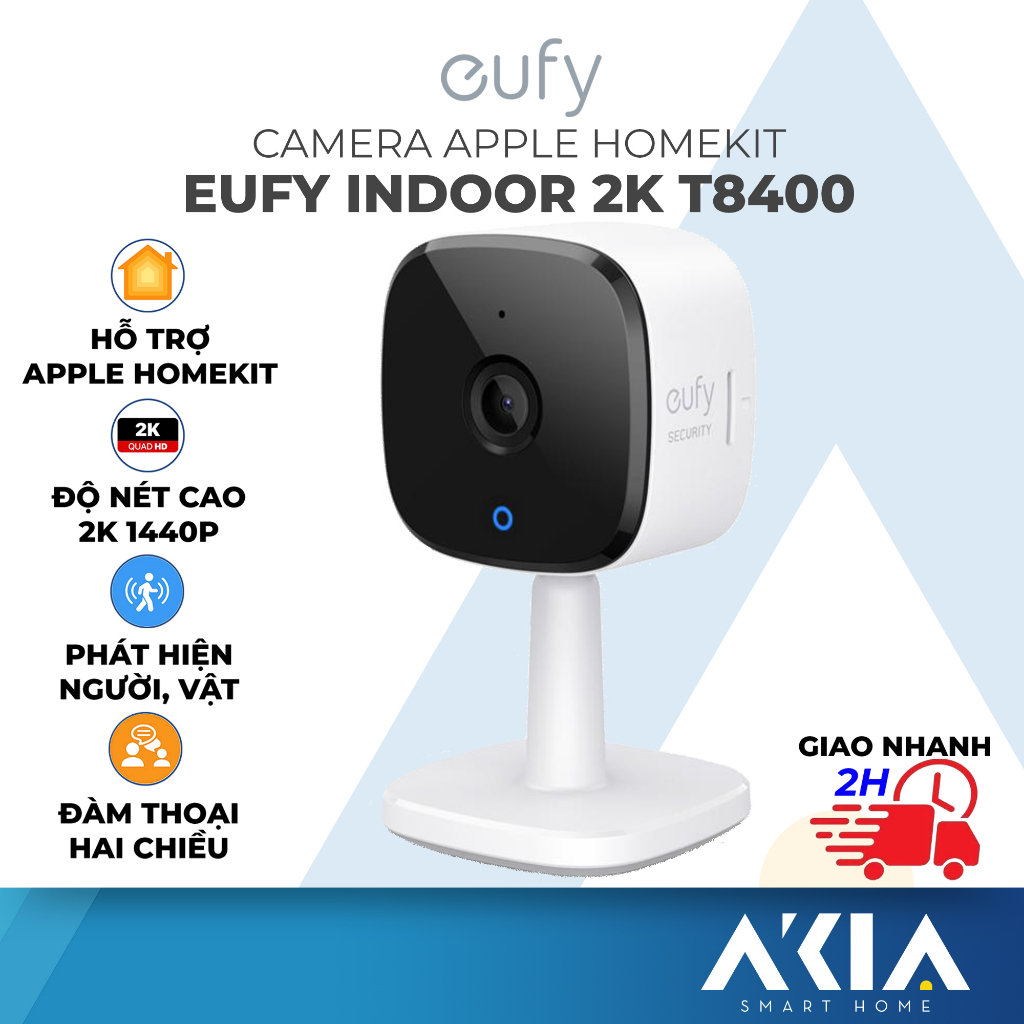 Camera trong nhà Eufy indoor 2K T8400 - Tương thích HomeKit, Quay phim độ nét cao 2K, Hỗ trợ lưu trữ iCloud