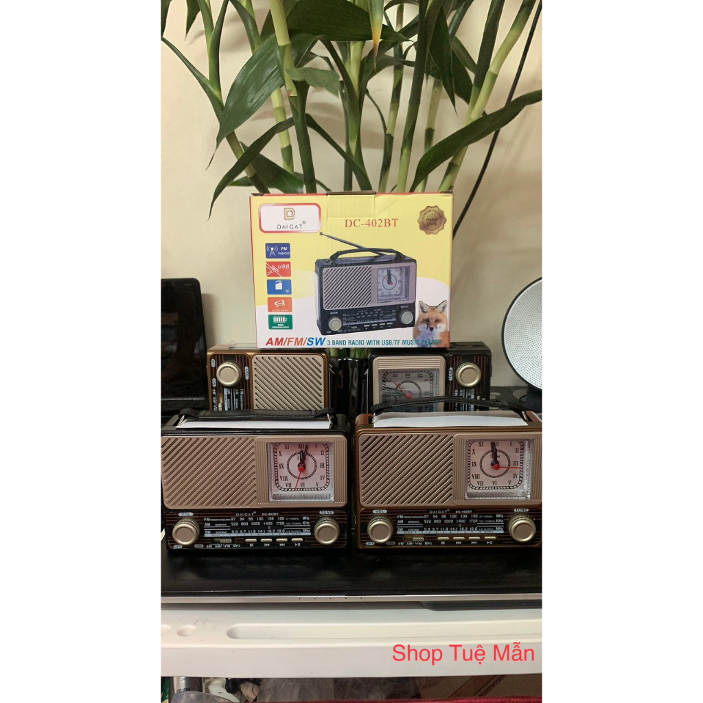 ĐÀI FM Radio Mẫu Mới DC-402BT CÓ ĐỒNG HỒ ,Nghe Nhạc Qua Usb,Thẻ nhớ FM/AM/SW quà tặng cho người thân yêu-Hàng Chính Hãng
