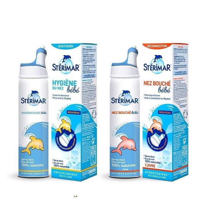 [DATE 2026] Xịt Mũi Muối Biển Cá Heo Vàng và Cá Heo Cam Xanh STERIMAR Pháp Cho Bé 100ml -  MẪU Đầu Mềm