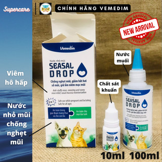 Nước nhỏ mũi chó mèo seasal drop chống nghẹt mũi, giảm hắt hơi, sổ mũi, giữ ẩm niêm mạc mũi