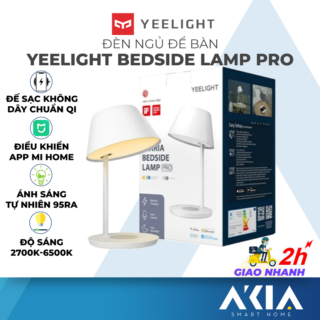 Đèn ngủ để bàn Yeelight Staria Bedside Lamp Pro - Đế có sạc không dây chuẩn Qi, tương thích Google, HomeKit