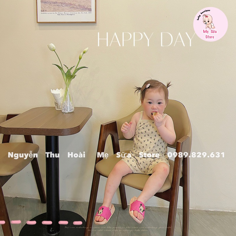 Đồ bộ liền thân đùi hai dây, sát nách thông hơi,  romper cho bé xuất dư