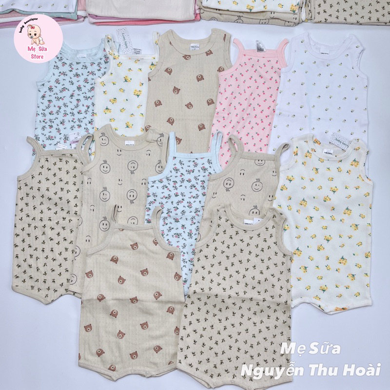 Đồ bộ liền thân đùi hai dây, sát nách thông hơi,  romper cho bé xuất dư