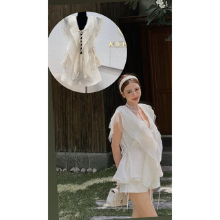 Set áo tơ cánh tiên đan dây trước - tk ashley