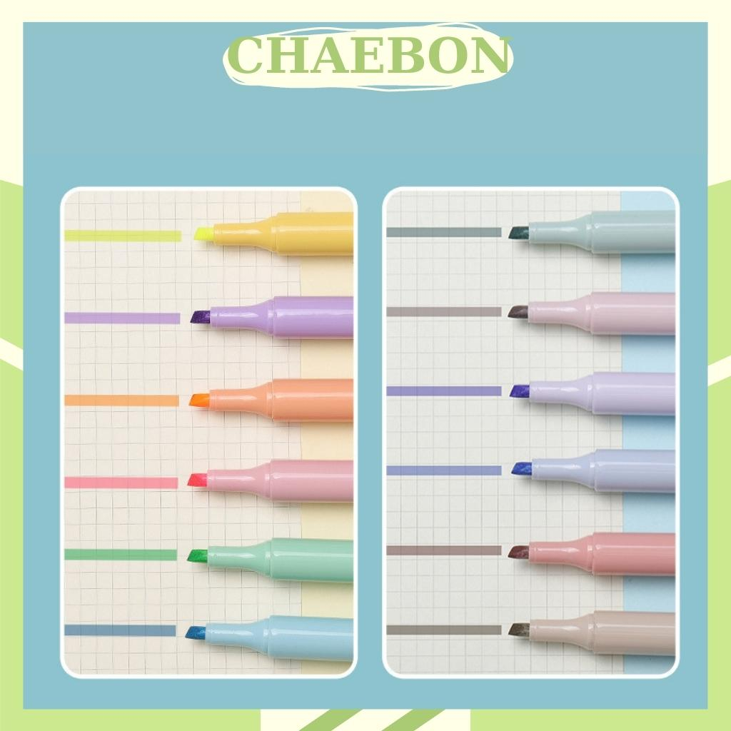 Bút dạ quang 6 màu highlight pastel CHAEBON, bút đánh dấu nhớ dòng cute tiện lợi cho học sinh văn phòng BH04