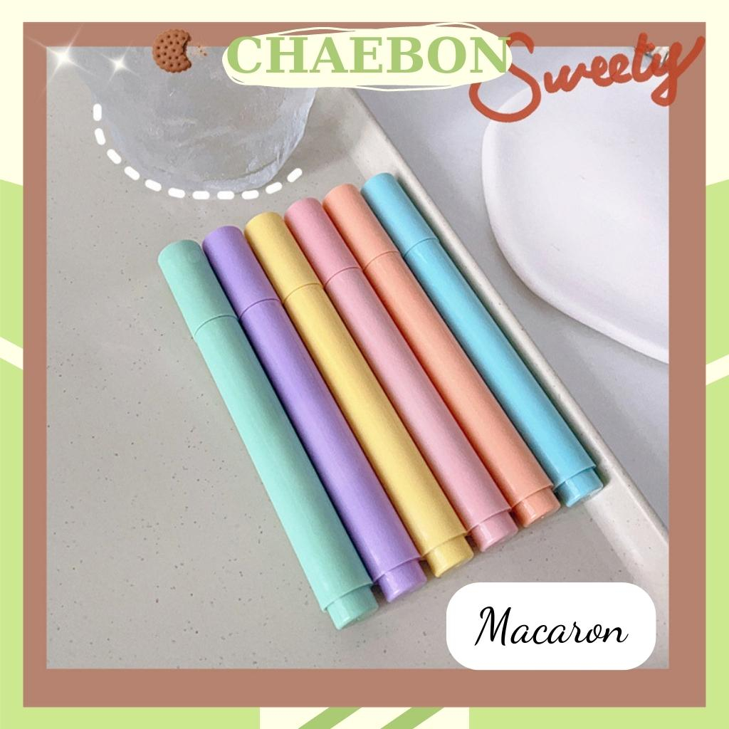 Bút dạ quang 6 màu highlight pastel CHAEBON, bút đánh dấu nhớ dòng cute tiện lợi cho học sinh văn phòng BH04