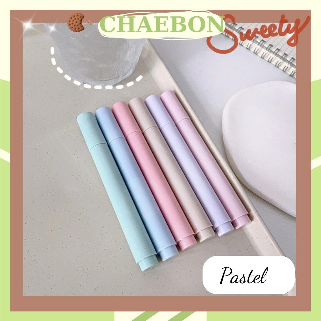 Bút dạ quang 6 màu highlight pastel CHAEBON, bút đánh dấu nhớ dòng cute tiện lợi cho học sinh văn phòng BH04