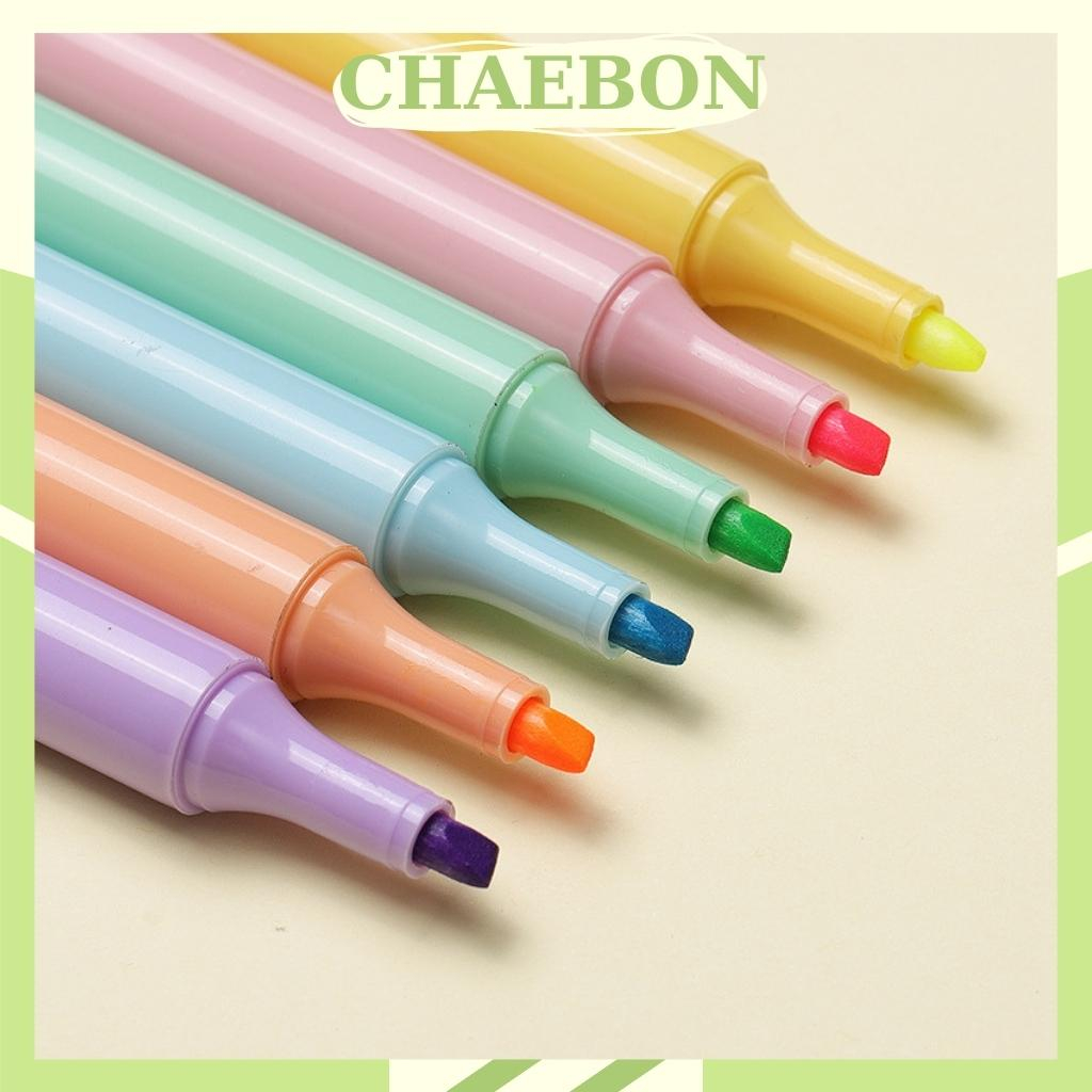 Bút dạ quang 6 màu highlight pastel CHAEBON, bút đánh dấu nhớ dòng cute tiện lợi cho học sinh văn phòng BH04
