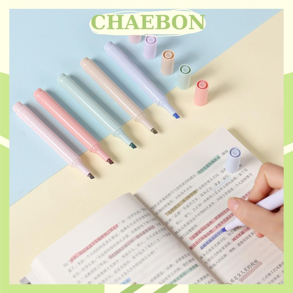 Bút dạ quang 6 màu highlight pastel CHAEBON, bút đánh dấu nhớ dòng cute tiện lợi cho học sinh văn phòng BH04