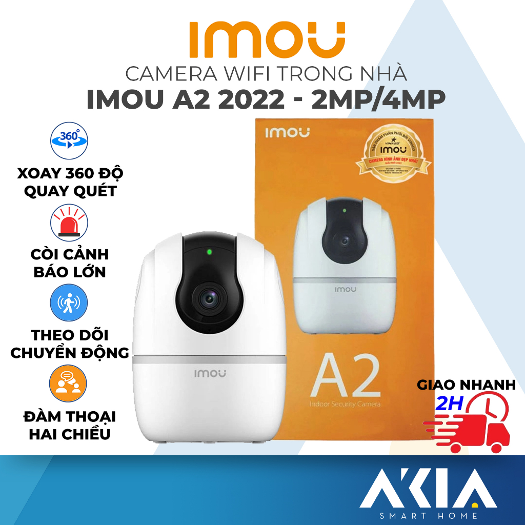 Camera IMOU Ranger A2 2MP/ 4MP, Quay quét 360 độ, Kết nối wifi/ mạng LAN, hú báo động, đàm thoại