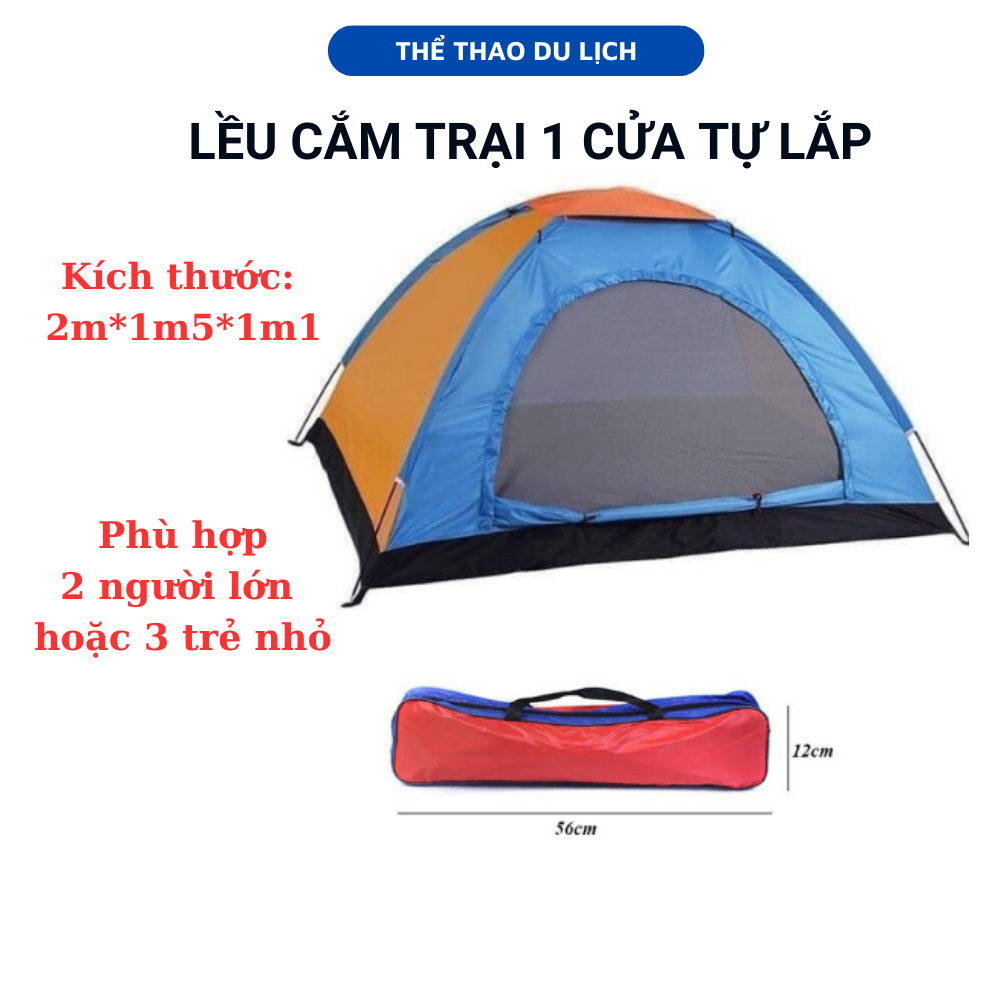 Lều cắm trại lều dã ngoại chơi cho bé có lớp màn chống muỗi có tự mở và tự lắp dựng