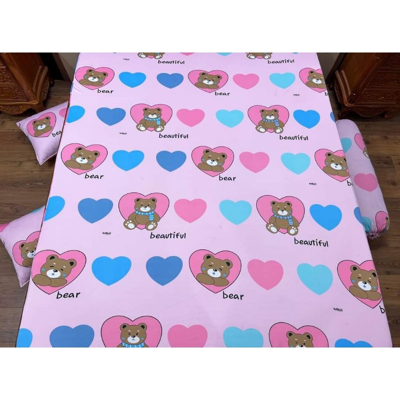 DRAP THUN HÀN QUỐC TRÁI TIM GẤU CHẤT THUN MỊN MÁT