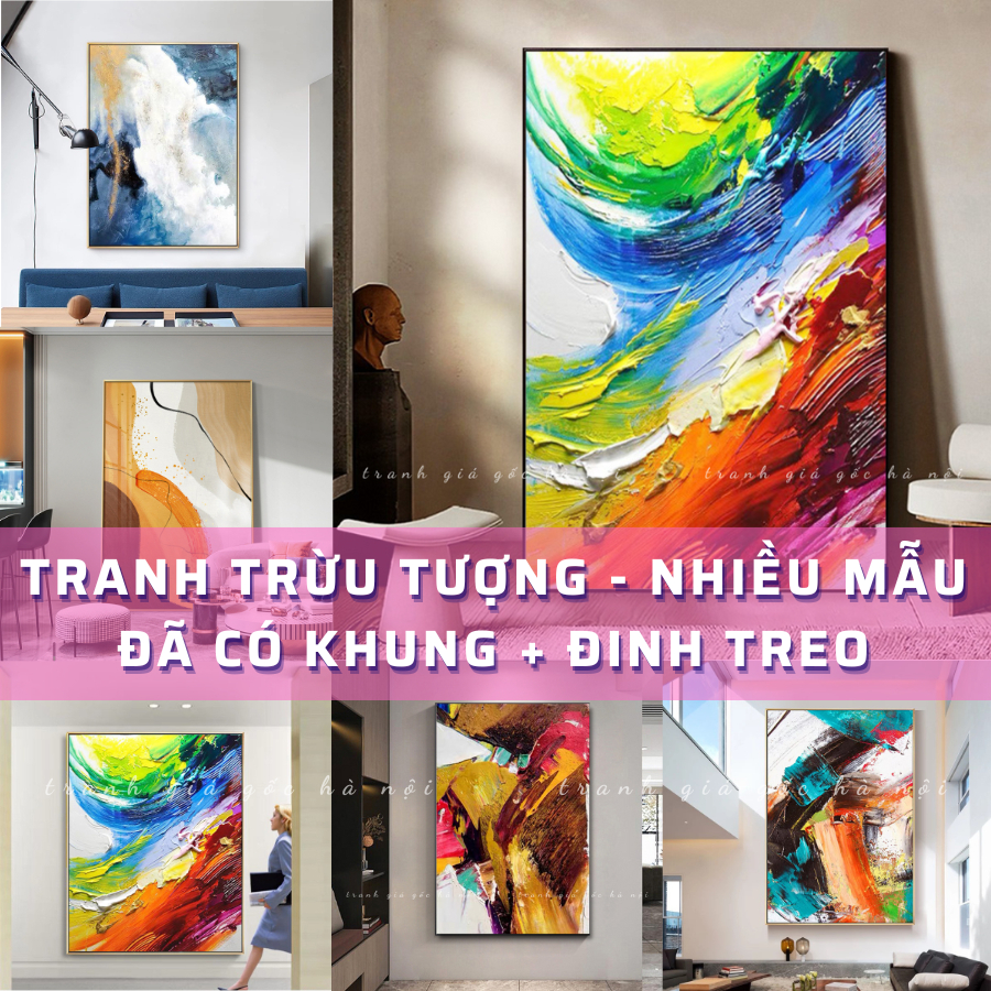Tranh trừu tượng mảng màu - in vải canvas - có khung - đủ mọi kích thước - làm theo yêu cầu -KT 50x70, 60x90cm