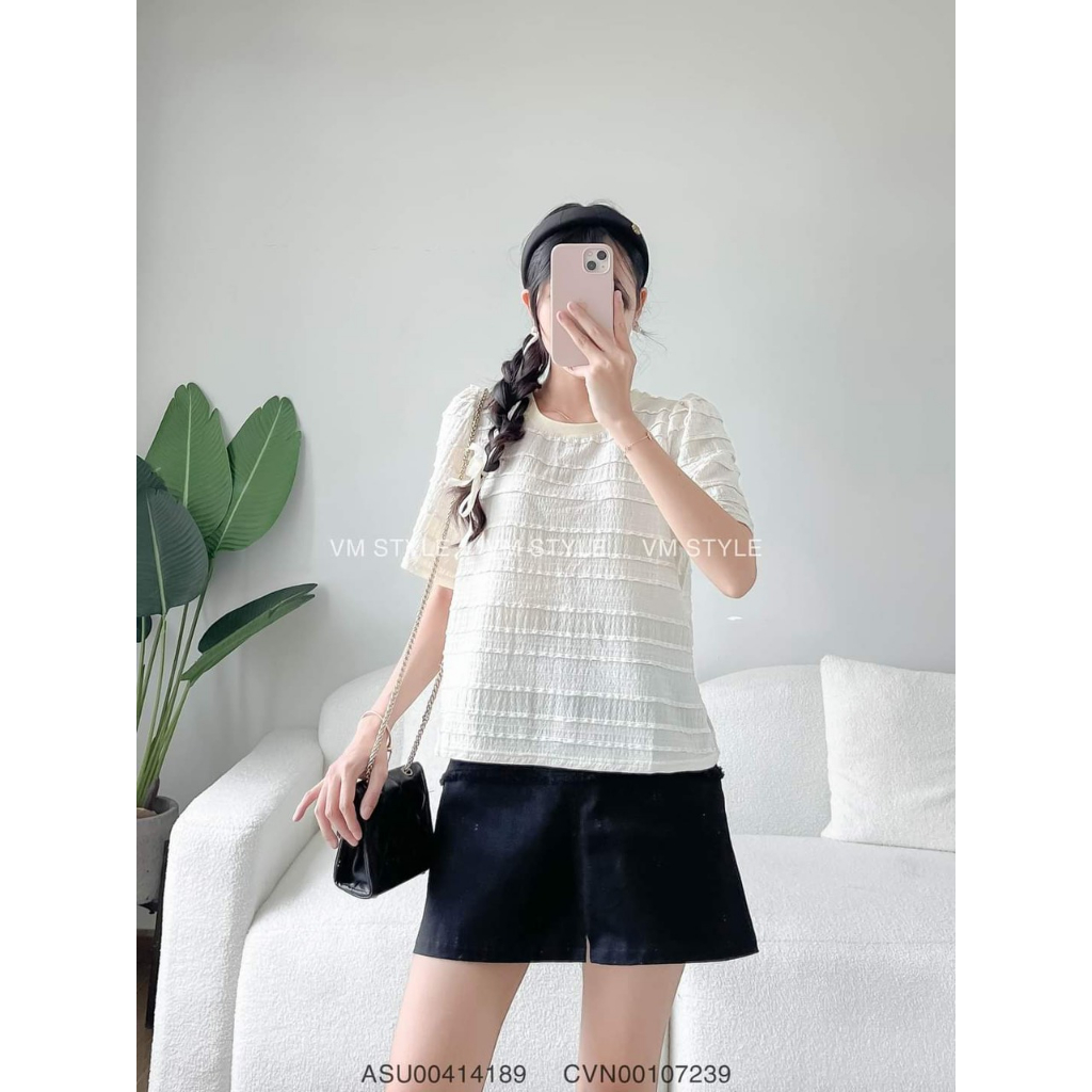 Áo Thun Voan Cổ Tròn Họa Tiết - Nhím Xù Shop