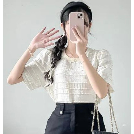 Áo Thun Voan Cổ Tròn Họa Tiết - Nhím Xù Shop