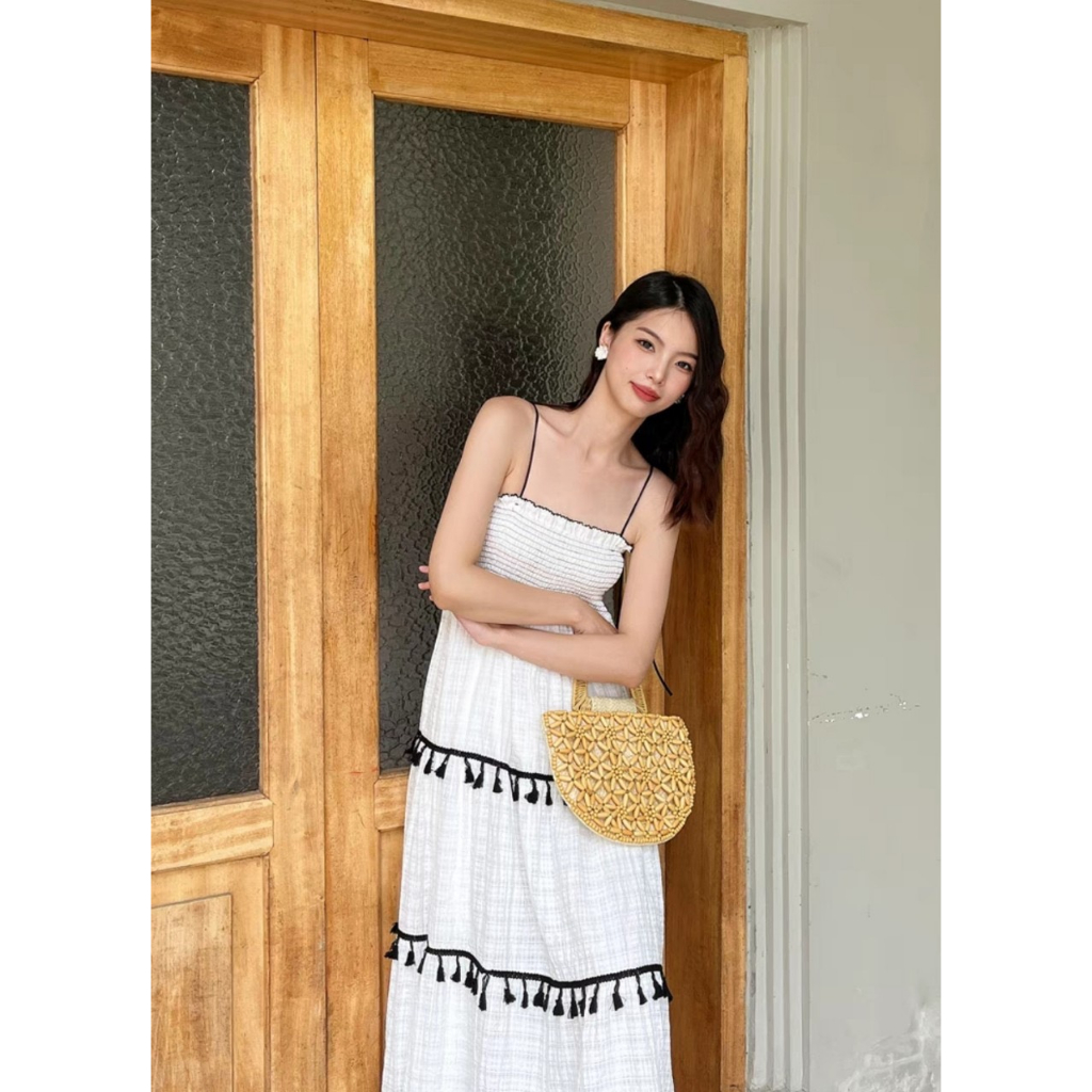 Đầm Maxi Thun Gân Kiểu Dáng Dài Xòe Họa Tiết Sọc Ngang Thời Trang - Nhím Xù Shop