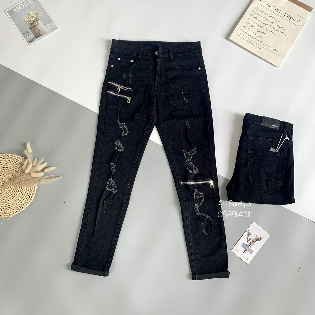 Quần jean nam đen trơn chuẩn đẹp co dãn hàng chất lượng kiểu dáng đẹp như hình