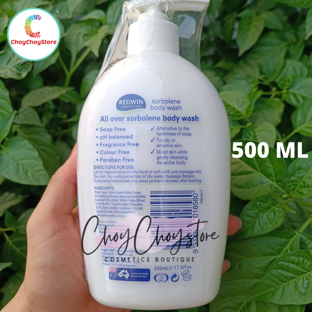 REDWIN Sensitive Skin Sorbolene Body Wash With Vitamin E 500mL  & 1 L - Sữa Tắm Dưỡng Ẩm