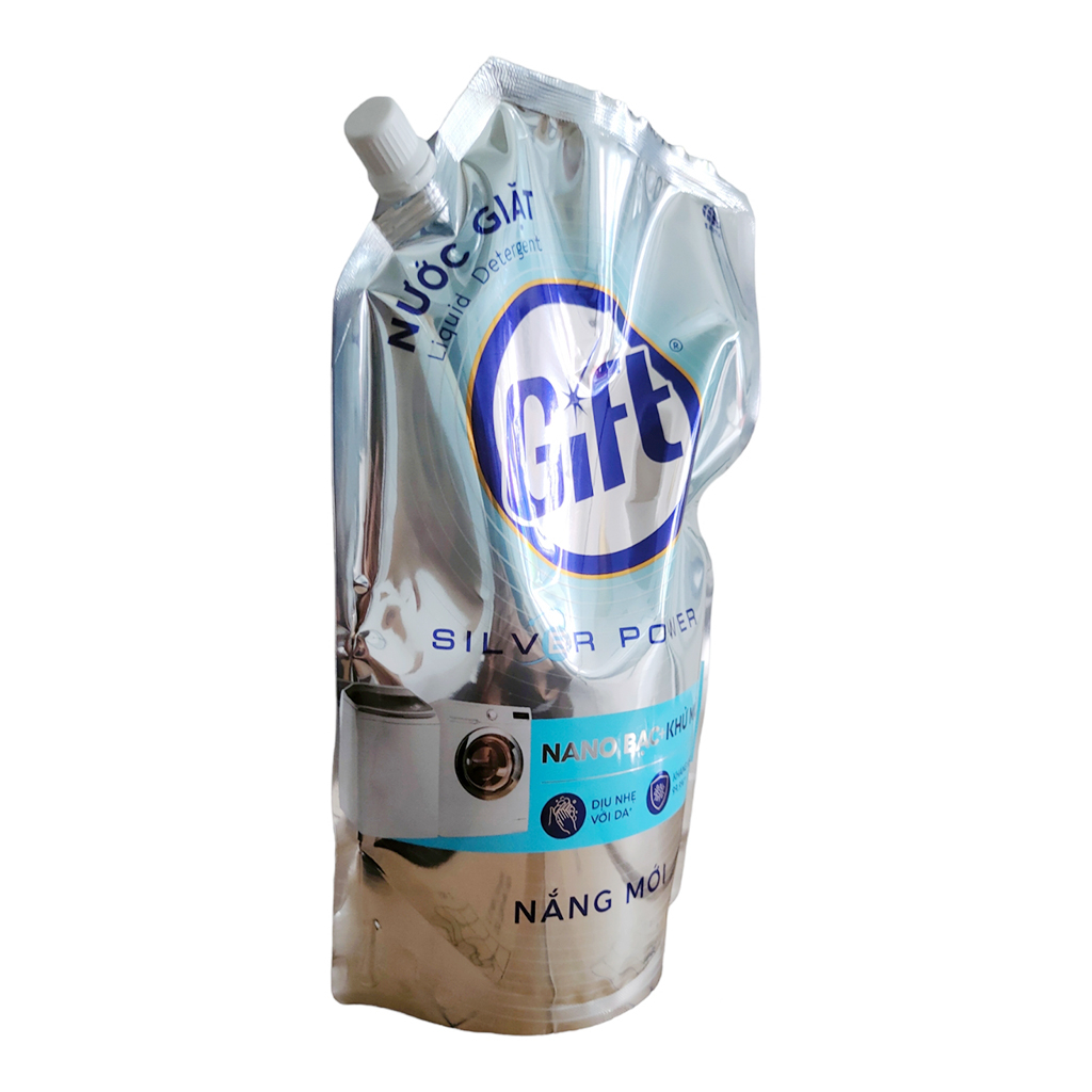 Nước Giặt Gift Túi 1,2Kg Hương Nắng Mai, Nắng Xuân, Nano Bạc Khử Mùi, Dịu Nhẹ Với Da, Kháng Khuẩn