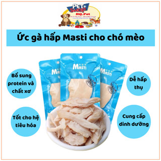 Ức gà tươi nguyên miếng masti 40g, ức gà hấp ăn liền 40g cho chó mèo