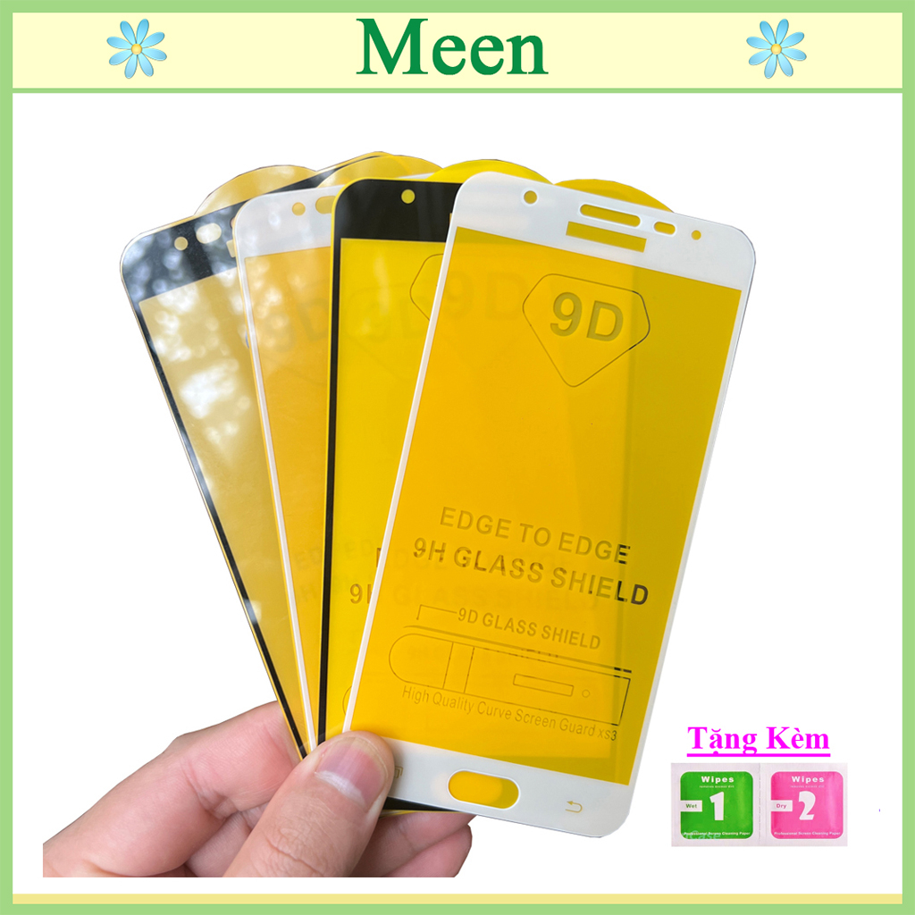 "Kính cường lực Samsung J7 Prime " Full màn hình, Ảnh thực shop tự chụp, tặng kèm bộ giấy lau kính Meen