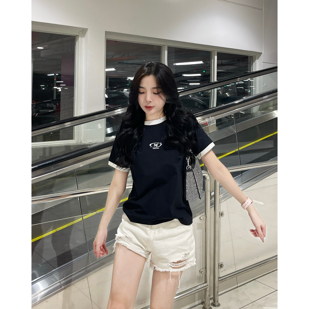 Áo thun Baby Tee LOGO M unisex phông Nam Nữ Local Brand Chính Hãng Mi Midori