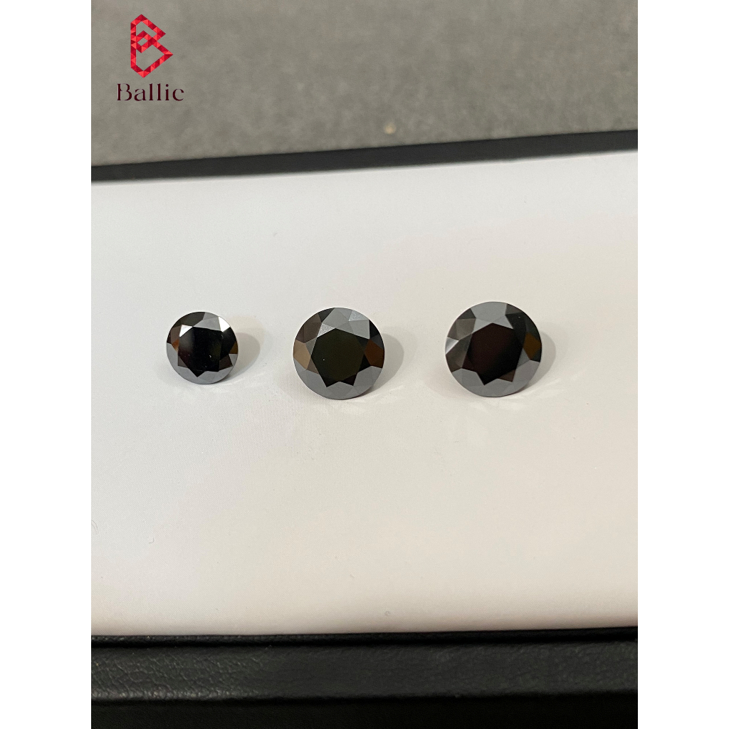 Kim cương nhân tạo Moissantie 10ly 4carat - màu đen - có giấy kiểm định GRA - mã khắc cạnh viên đá - Test bút kêu