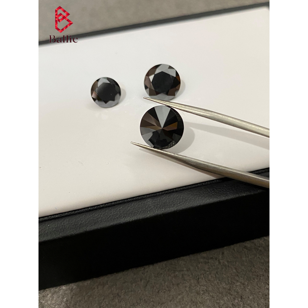 Kim cương nhân tạo Moissantie 10ly 4carat - màu đen - có giấy kiểm định GRA - mã khắc cạnh viên đá - Test bút kêu