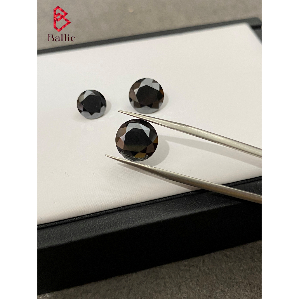 Kim cương nhân tạo Moissantie 10ly 4carat - màu đen - có giấy kiểm định GRA - mã khắc cạnh viên đá - Test bút kêu