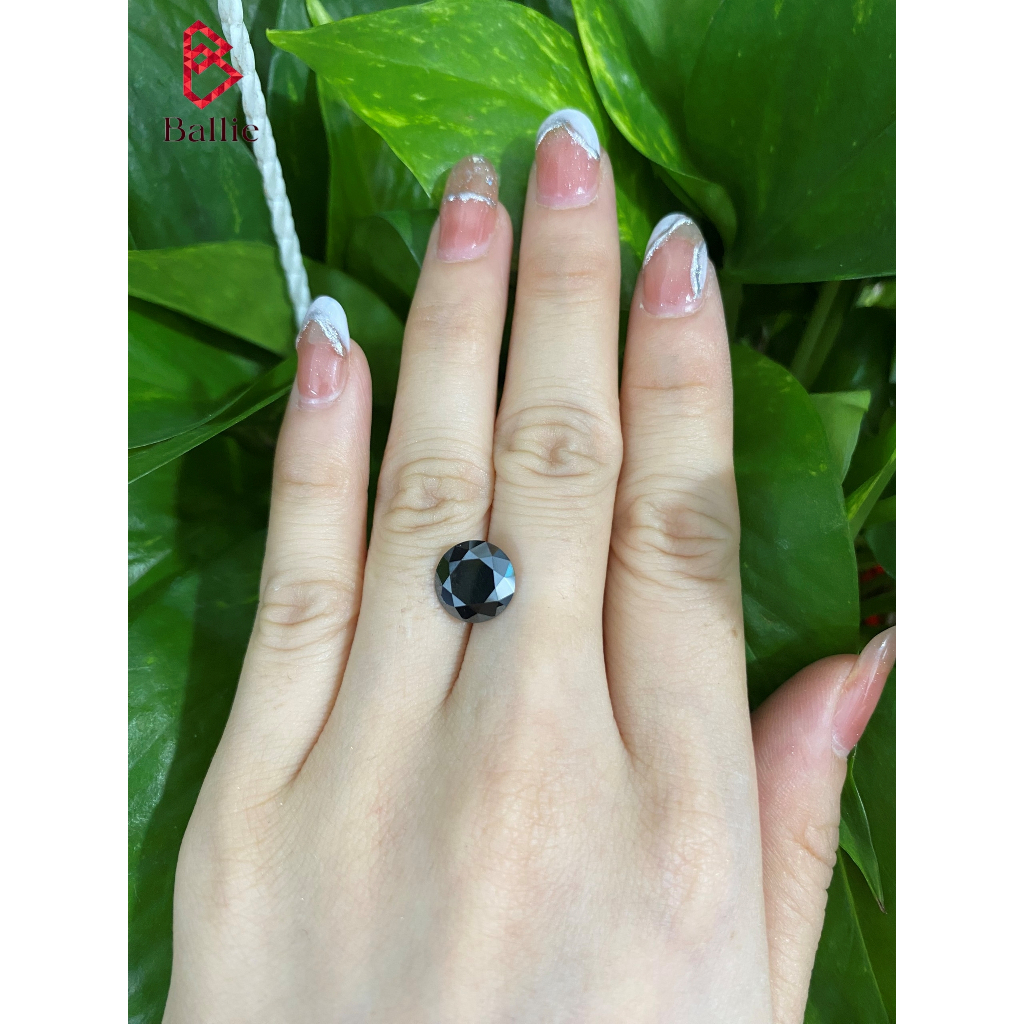 Kim cương nhân tạo Moissantie 10ly 4carat - màu đen - có giấy kiểm định GRA - mã khắc cạnh viên đá - Test bút kêu