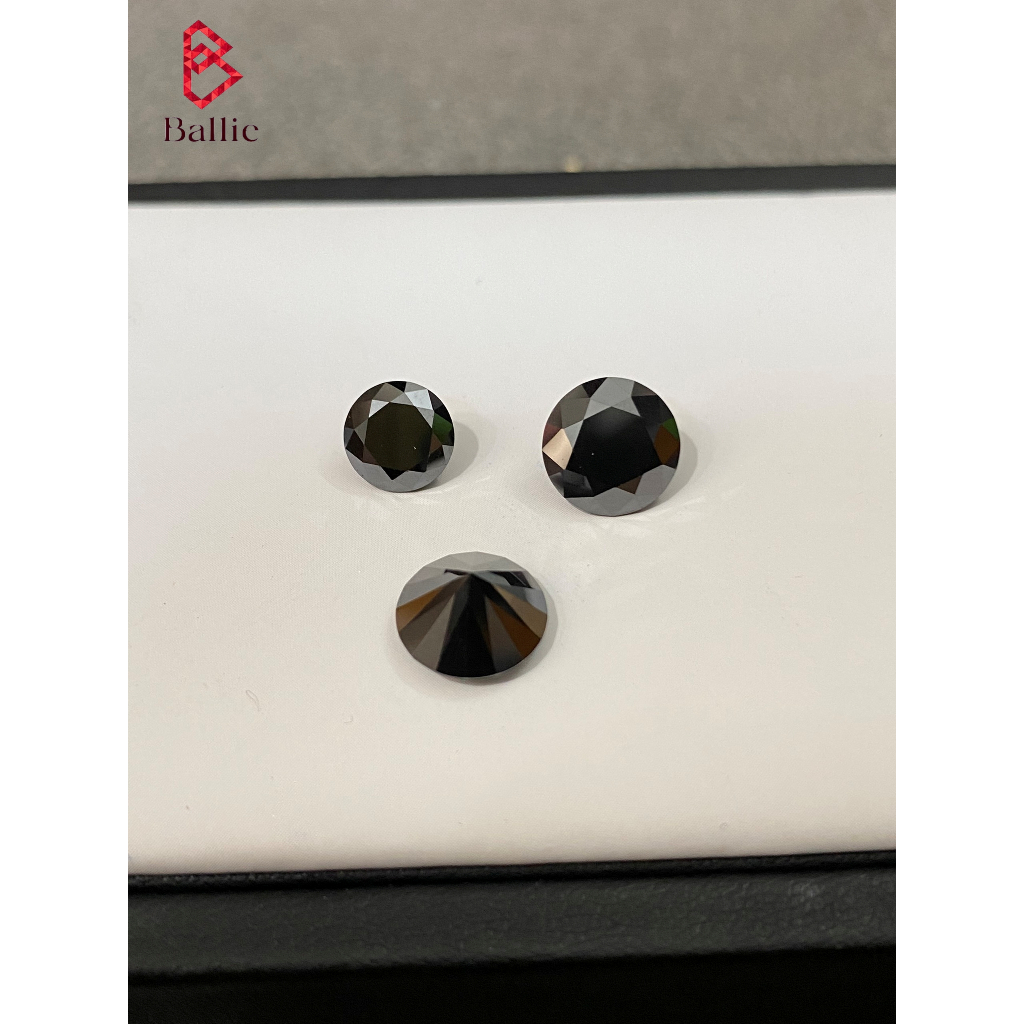 Kim cương nhân tạo Moissanite màu Đen - 8ly1 2.1carat - có giấy kiểm định GRA - mã khắc cạnh viên đá - Test bút kêu