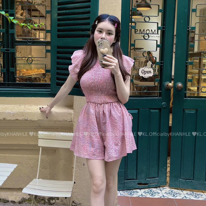 Jum Kẻ Caro Đũi Xốp Cánh Tiên Chun Thân Jum Short Kẻ Bèo Tay Freesize S064