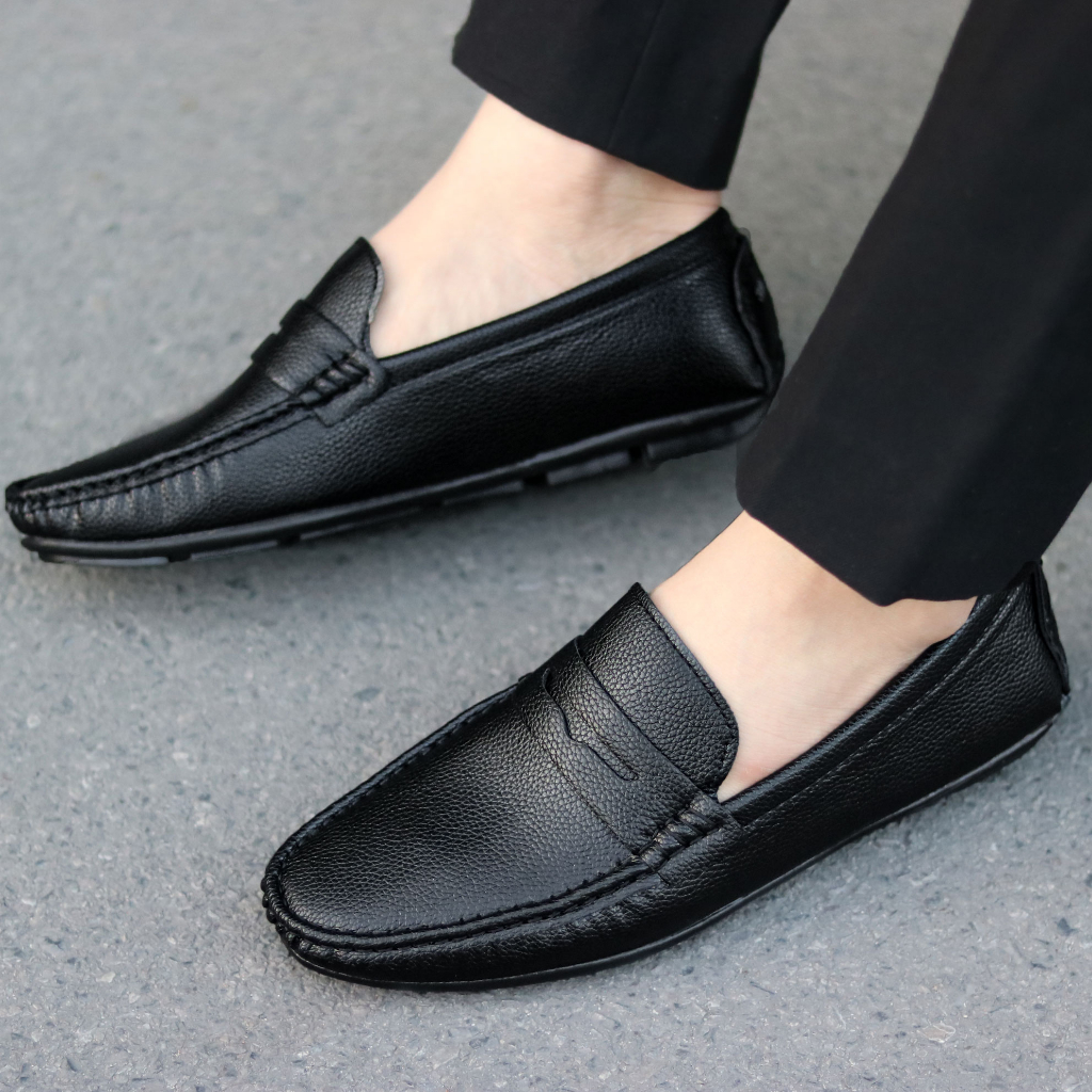 Giày Nam Đế Bệt-M012-Giày Đế Bệt Dập Vân Karo-Đế Khâu Chắc Chắn-Hàng Việt Nam