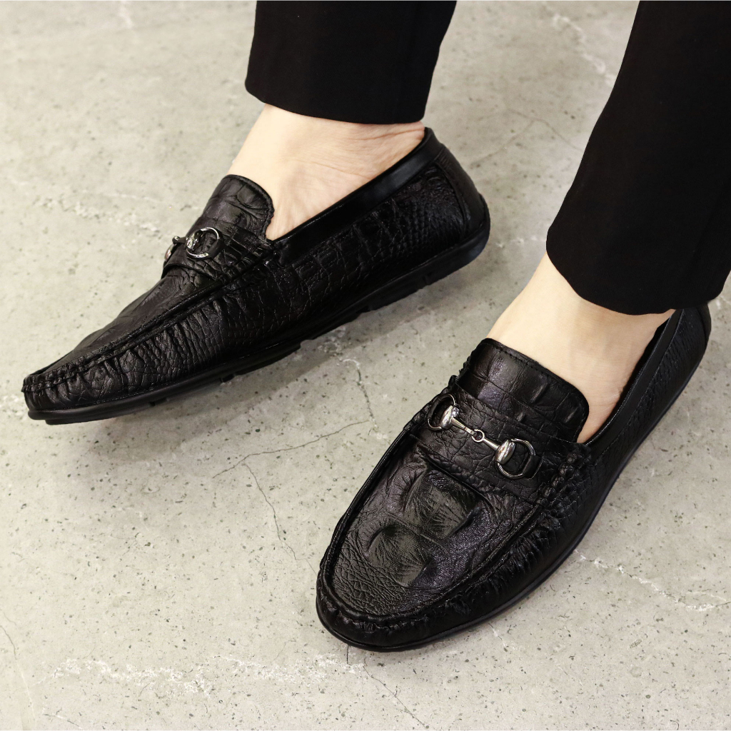 Giày Nam Đế Bệt-M012-Giày Đế Bệt Dập Vân Karo-Đế Khâu Chắc Chắn-Hàng Việt Nam