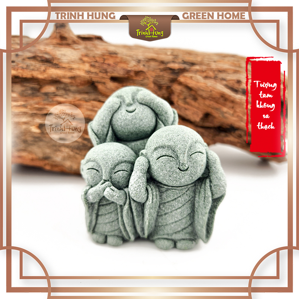 Tượng tam không đá sa thạch - trưng bày, trang trí tiểu cảnh, bán cạn, terrarium