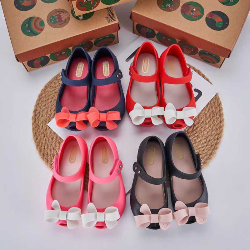 [Mini Melissa] Sandal nhựa thơm Melissa xuất dư nơ xinh cho bé gái