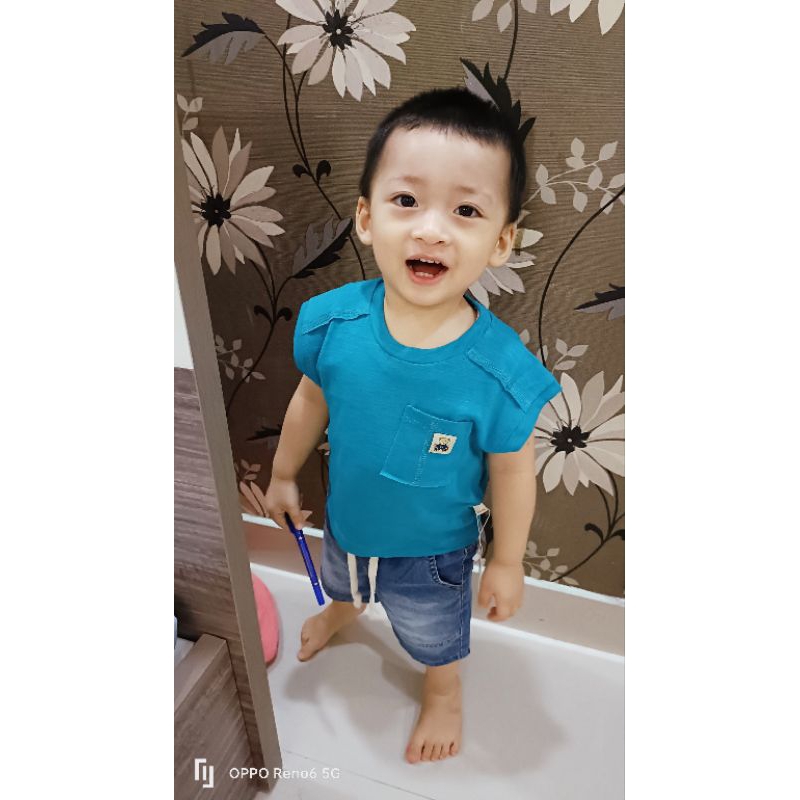 ÁO COTTON XƯỚC TÚI GẤU UNISEX PHONG CÁCH HÀN QUỐC CHO BÉ TRAI
