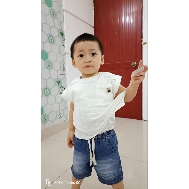 ÁO COTTON XƯỚC TÚI GẤU UNISEX PHONG CÁCH HÀN QUỐC CHO BÉ TRAI
