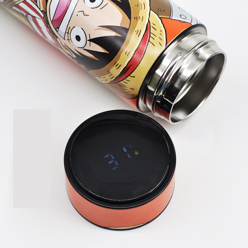 Bình nước giữ nhiệt One Piece - Đảo Hải Tặc đựng nước lạnh và nóng có màn LED hiển thị nhiệt độ 500ml Inox 304