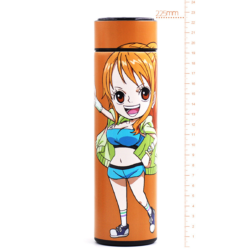 Bình nước giữ nhiệt One Piece - Đảo Hải Tặc đựng nước lạnh và nóng có màn LED hiển thị nhiệt độ 500ml Inox 304
