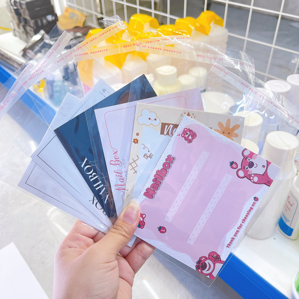 Bìa nailbox 2 mặt (kèm túi bóng cho mỗi bìa) - Thẻ gắn móng tay giả, bìa nailbox thiết kế size 9x11cm giấy C300 | BigBuy360 - bigbuy360.vn