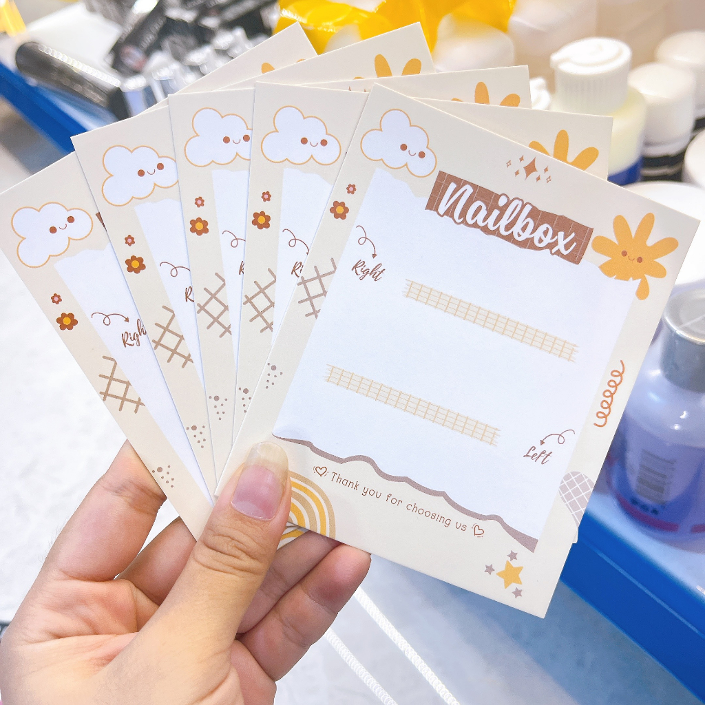 Bìa nailbox 2 mặt  - Thẻ gắn móng tay giả, bìa nailbox thiết kế size 9x11cm giấy C300