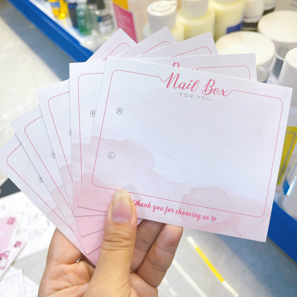 Bìa nailbox 2 mặt (kèm túi bóng cho mỗi bìa) - Thẻ gắn móng tay giả, bìa nailbox thiết kế size 9x11cm giấy C300 | BigBuy360 - bigbuy360.vn