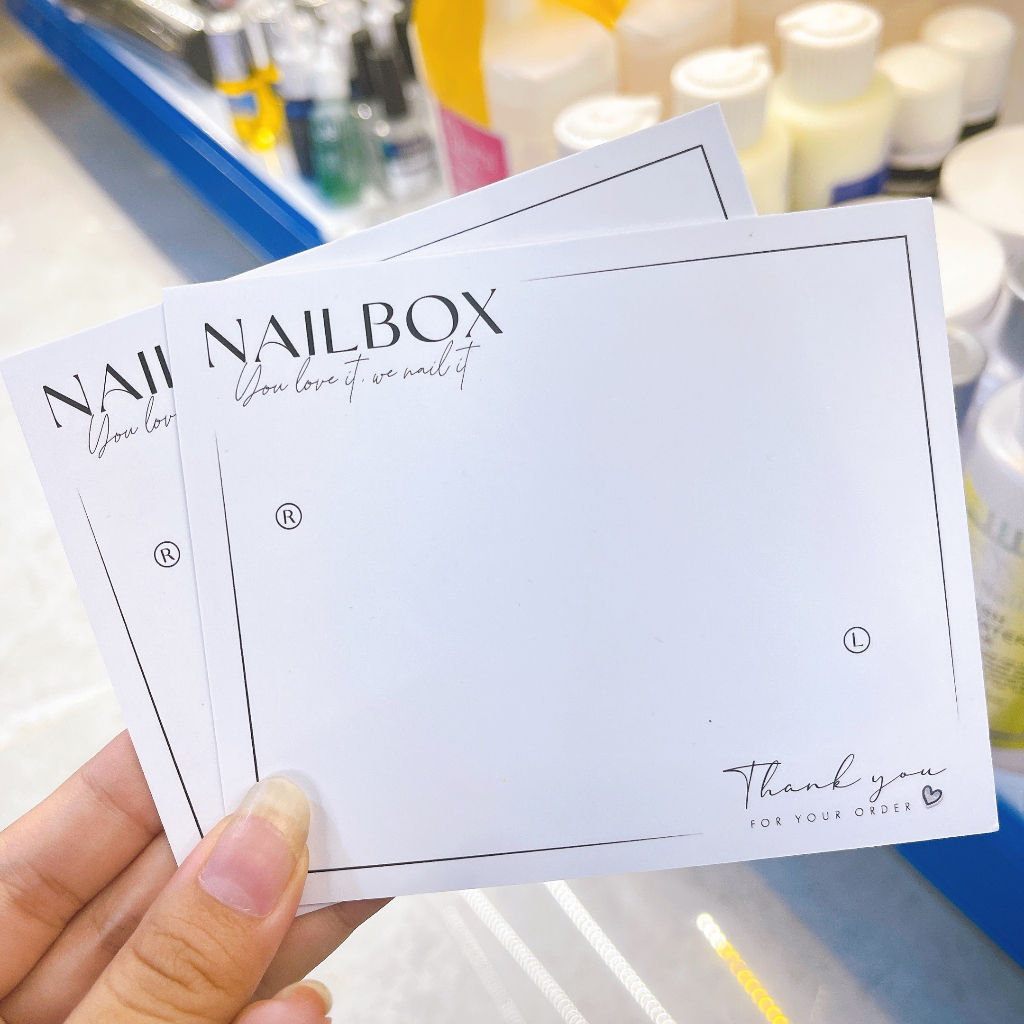 Bìa nailbox 2 mặt (kèm túi bóng cho mỗi bìa) - Thẻ gắn móng tay giả, bìa nailbox thiết kế size 9x11cm giấy C300 | BigBuy360 - bigbuy360.vn