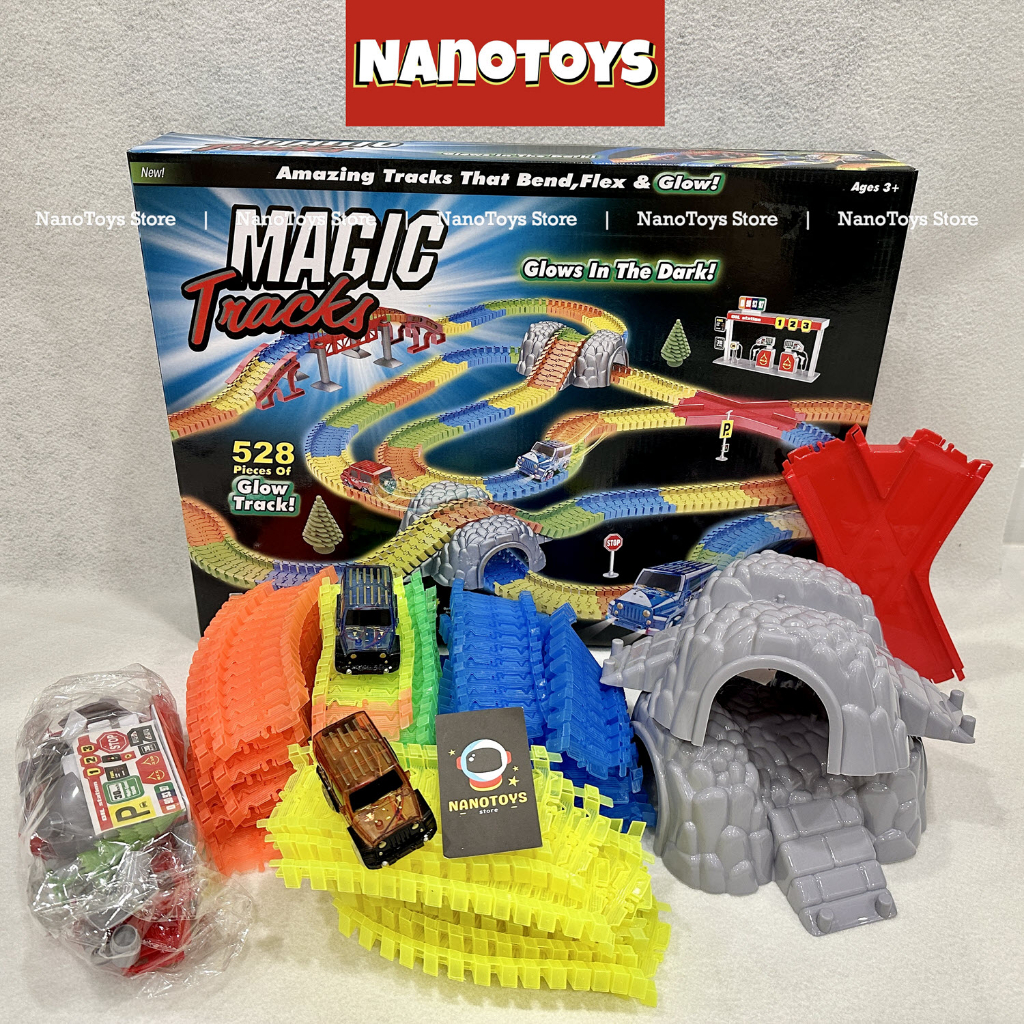 BỘ LẮP GHÉP ĐƯỜNG RAY Ô TÔ MAGIC TRACK, ĐƯỜNG ĐUA DẠ QUANG PHÁT SÁNG, 388, 458, 528 PCS - NANOTOYS STORE
