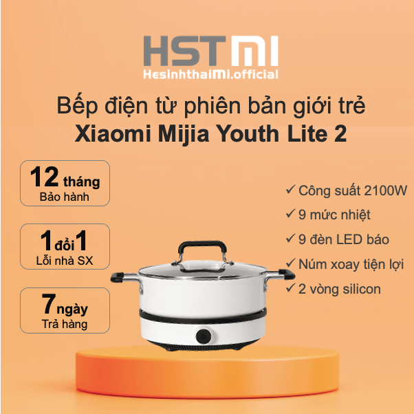 Bếp từ đơn Xiaomi Mijia Youth Lite 2 DCL002CM - Nhỏ gọn tiện dụng - Công suất 2100W - Bảo hành 12 tháng