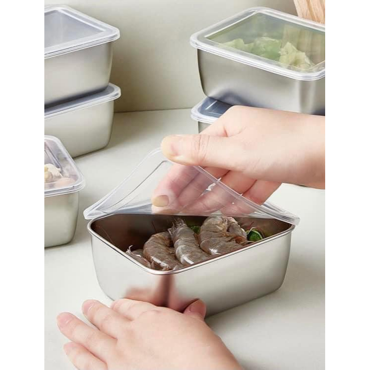 Hộp Inox 304 Chống Rỉ. Khay INOX Kèm Nắp Nhựa Bảo Quản Thực Phẩm Đa Năng. Khay INOX Cao Cấp Siêu Bền